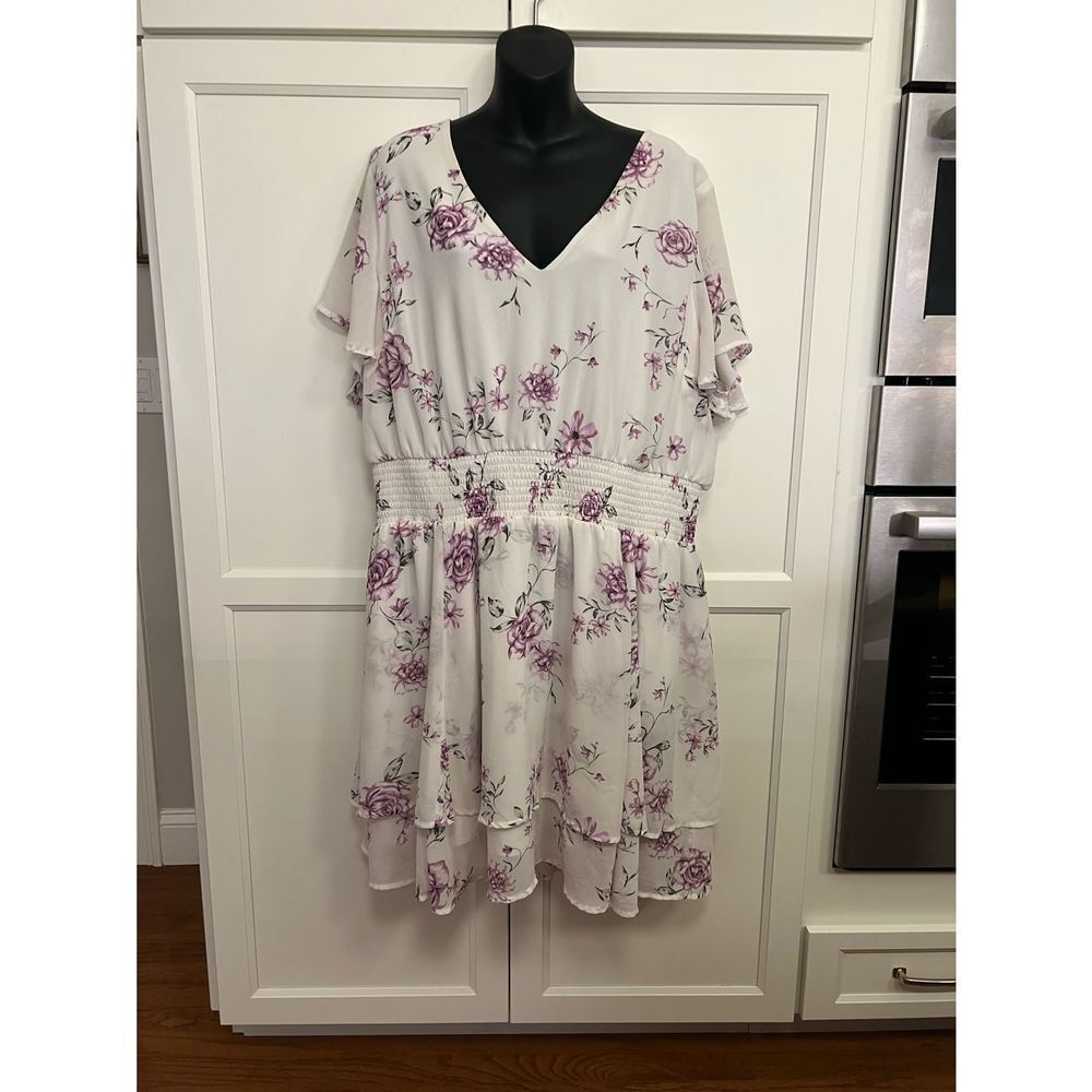 Torrid Size 3x Floral Violet Purple Swing Dress Summer Classic
